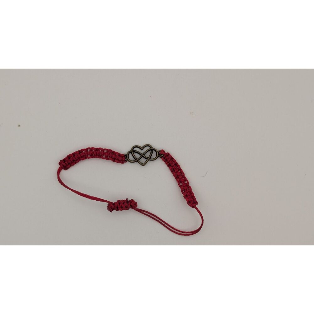 Red Macrame Infinity Heart Bracelet Adjustable Friendship Love Charm Jewelry